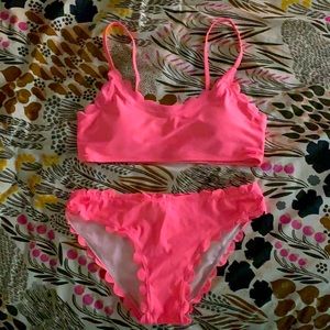 Neon pink swim suit